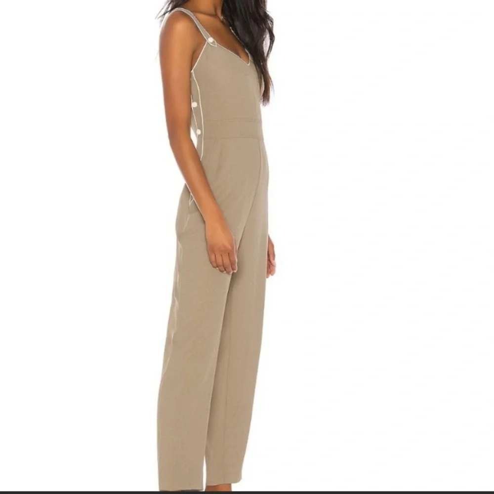 Rag & Bone Tia Jumpsuit Womens 10 Light Olive Textured Contrast Piping NWT